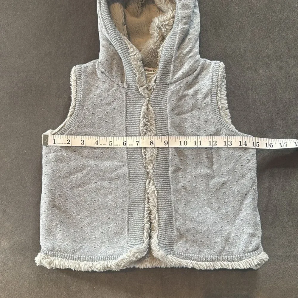 Kids Country Road Gray Hooded Vest with Metallic Thread that Sparkles Size 4-5